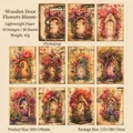 30 Blatt Vintage-Botanikpapier der Serie Secret Garden mit floralen Holztürmotiven - Blühende Tür