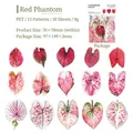 30er Set PET-Aufkleber Rotes Phantom Serie mit herbstlichen Blattmotiven für Scrapbooking - Rotes Phantom