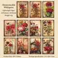 Vintage Blumen-Dekopapier Set Garten-Geheimnis mit Rosen- und Beeren-Illustrationen - Karminrotes Geheimnis