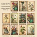 Vintage garden themed paper kit featuring 10 floral designs for scrapbooking and journaling - Garden Handmade