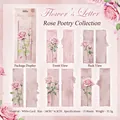 Rose Verses vintage floral bookmarks set of 15 pieces in French romantic style - Rose Verses