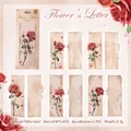 Vintage rose floral bookmarks, Flower's Letter Apocalyptic Rose series set of 15 - Apocalyptic Rose