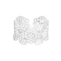 S925 sterling silver wide honeycomb mesh ring with sparkling clover zircon details - Size 12 (Adjustable) / Silver