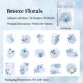 Blue watercolor flower stickers for journaling 30pcs set breeze floral theme - Breeze Flowers