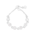 Minimalist S925 sterling silver chain ring with four zircons and adjustable slider - Size 15 (Open Adjustable) / Silver
