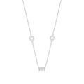 Elegante collana in argento sterling S925 con ciondolo a cilindro tempestato di diamanti - Perla di Trasferimento a Cilindro Pavé (XL008) / Argento 925