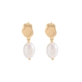 Minimalist S925 sterling silver earrings with irregular gold studs and baroque pearls - 925 Silver / Champagne Gold