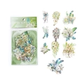Green mint butterfly and floral PET sticker pack for DIY scrapbooking, 20 pieces - Mint Story