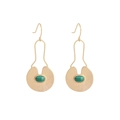 Orecchini pendenti S925 oro con malachite verde e design radiale in stile boho - Motivo Anguria (ES026) / Argento 925