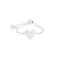 Anello a catena regolabile in argento sterling S925 con doppi ciondoli a forma di cuore - Stile Cuore (JZ1968)