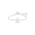 Anello a catena regolabile in argento S925 con ciondolo a stella e zirconi lucenti - Stile Stella (JZ1968)