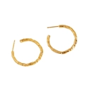 Pendientes de aro en plata S925 con textura irregular de lámina de oro de lava - Plata 925 / Papel de Aluminio Dorado (ES031)
