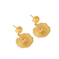 Minimalist gold S925 sterling silver geometric lotus leaf drop earrings for women - Lotus Leaf Design (ES033) / 925 Silver