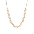 Minimalistische S925 sterling zilveren bladchoker met goudvergulde dubbele rij texturen - Blad Ketting (XL053) / 925 zilver