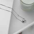 Collana minimalista con ciondolo chicco di caffè in argento S925 con catena box - Collana Meteorite (XL051) / Argento 925
