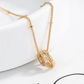 Elegant gold S925 silver necklace featuring interlocking double rings with cubic zirconia - Three-Circle Geometric Necklace / 925 Silver