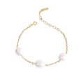 Minimalist S925 sterling silver gold-plated bracelet with three elegant white pearls - Three Pearls Bracelet (SL026) / Gold