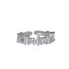 Eleganter S925 Sterlingsilber Ring mit glitzernden rechteckigen Zirkon-Steinen - Größe 11 Offen Verstellbar / Versetzter Zirkonia Stil