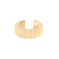 Minimalist S925 vertical texture adjustable open ring in elegant golden finish - Size 12 Open Adjustable / Champagne Gold