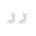 Minimalist S925 sterling silver stud earrings featuring fan-shaped baguette crystals - Crystal Stud Earrings (ES135) / 925 Silver