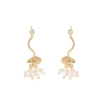 Minimalist S925 sterling silver branch earrings with pearls and zircon in gold finish - Branch Pearl (ES157_Branch Pearl Stud) / 925 Silver