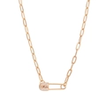 Collier élégant en argent sterling S925 or rose avec pendentif épingle à nourrice serti de cristaux - Argent 925 / Or champagne