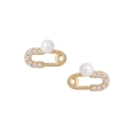 Orecchini a spilla da balia dorati con micro-pavé di diamanti e eleganti perle bianche - Argento 925 / Oro Champagne (ES170)