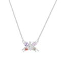 Minimalist S925 sterling silver butterfly pendant necklace with colorful zircon gemstones - 925 Silver / Silver (Butterfly Zirconia Necklace)