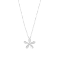 Gepolijste 925 sterling zilveren madeliefje hanger ketting met centrale zirkoonsteen - 925 zilver / Witgoud