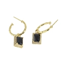 Orecchini a cerchio dorati minimalisti con pendenti neri rettangolari e zirconi incastonati - Argento 925 / Oro 18K (ES190)