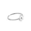 S925 sterling silver minimalist daisy ring with polished floral design and open adjustable band - Adjustable Open / White Gold