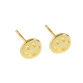 S925 sterling silver smiling face stud earrings with 18K gold plated minimalist finish - 925 Silver / 18K Gold