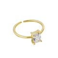 Adjustable S925 sterling silver ring with rectangular cubic zirconia in gold finish - Adjustable Open / Gold