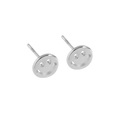 Minimalist S925 sterling silver round smiley face stud earrings with a hollow-out design - 925 Silver / White Gold