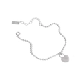 Bracciale a sfere in argento sterling S925 con ciondolo a lucchetto a cuore su bianco - Argento 925 / Oro Bianco