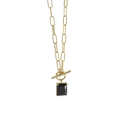 Collar de plata S925 con colgante rectangular negro y cierre de palanca de estilo minimalista - Plata 925 / Oro de 18K