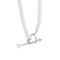 Collana di perle in argento sterling S925 con chiusura a levetta OT a forma di cuore Cupido - Argento 925 / Oro Bianco