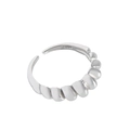 Minimalistischer S925 Sterlingsilber Croissant Ring mit gedrehtem Gewindedesign - Einstellbar Offen / Silber