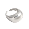 Minimalistischer S925 Sterling Silber Ring mit poliertem breitem offenem Design - Einstellbar Offen / Weißgold