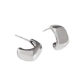 Orecchini a cerchio minimalisti a forma di C in argento sterling S925 lucido - Argento 925 / Argento