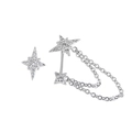 Pendientes de estrella asimétricos en plata S925 con cristales y detalles de cadena - Plata 925 / Oro Blanco