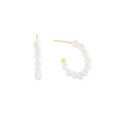 Eleganti orecchini a cerchio in argento S925 a forma di C con mini perle e finitura oro - Argento 925 / Oro 18K