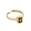 Minimalistischer Ring aus S925 Sterlingsilber mit grünem Zirkon und Goldbeschichtung - Einstellbar Offen / Champagnergold
