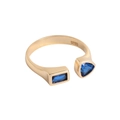 S925 Sterlingsilber Ring vergoldet mit blauen Zirkonia Steinen in offenem Design - Einstellbar Offen / Champagnergold