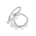 Elegant S925 sterling silver open ring featuring seven graduated white pearls on a band - Adjustable Open / White Gold