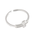 Minimalistischer geometrischer Kreuzring aus S925 Sterlingsilber mit mattem Finish - Einstellbar Offen / Geometrischer Kreuzstil (JZ325)