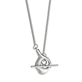 Collana minimalista in argento sterling S925 con pendente astratto con chiusura a T organica - Collana a catena di perline con chiusura a T (XL213) / Argento 925