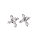 Minimalistische S925 Sterlingsilber Kreuzstern-Ohrstecker mit funkelnden Zirkonia - Kreuz Strass Ohrstecker (ES217)