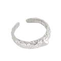 Adjustable S925 sterling silver ring with textured hammer finish and 3D heart charm - Adjustable Open / White Gold