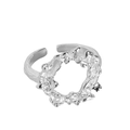 Minimalist S925 sterling silver open ring with irregular lava texture design for women - Plain Silver (Adjustable)